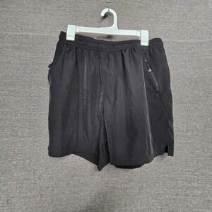 Mens Black Athletic Running Shorts XXL Zipper Pockets Elastic Waist Performance